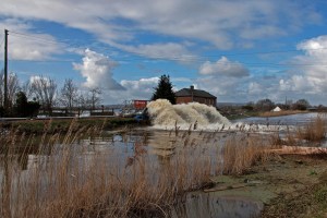Przepompowywanie wody do rzeki Parrett (fot. Mark Robinson / CC BY-NC 2.0 / Flikr.com)